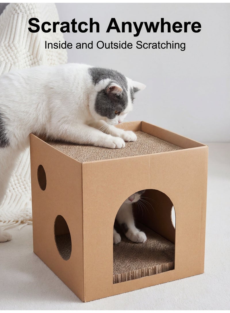 سرير قطة مزدوج الاستخدام للنوم والخدش، صديق للبيئة، سهل التنظيف، خدش بطبقتين، مثالي للأماكن الصغيرة ومنازل القطط المتعددة - Image 4